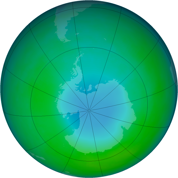 Antarctic ozone map for May 1989